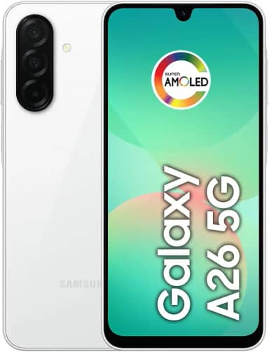 Samsung Celular Galaxy A26 5G 256GB, 8GB RAM, Câmera de 50MP, IP67, Tela Super AMOLED 6.7', NFC (Branco)
