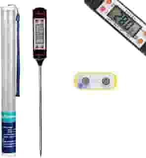Termometro Culinario Digital + 02 Bateria LR44 Termômetro para Carne e Cozinha Medidor Temperatura Banho de Bebe Alimentos Churrasco Bebidas TP101 Preciso Industrial Quente Frio de -50 Até 300 Graus