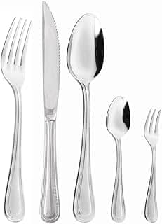 WOLFF - Faqueiro de Aço Inox Pérola 30 Peças com Faca para Churrasco - Jogos de Talheres - Mesa Posta - Utensílios de Cozinha, Enxoval, Casamento, Decoração