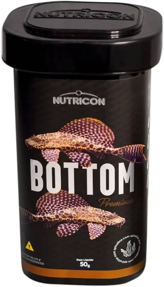 Nutricon: Ração Bottom 50g | Alimento Extrusado com Novo Formato que Afunda | Para Peixes e Invertebrados de Fundo