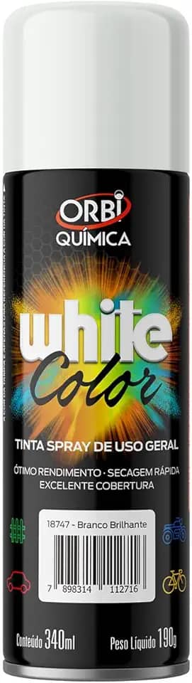 Tinta Spray 340ml Uso Geral Diversas Cores Automotivo (Branco Brilhante)