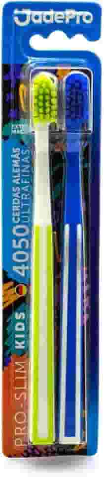 Escova de Dente Infantil Pro Slim Kids 4050 Cerdas Ultra finas kit 2un JadePro (Branca/Azul)