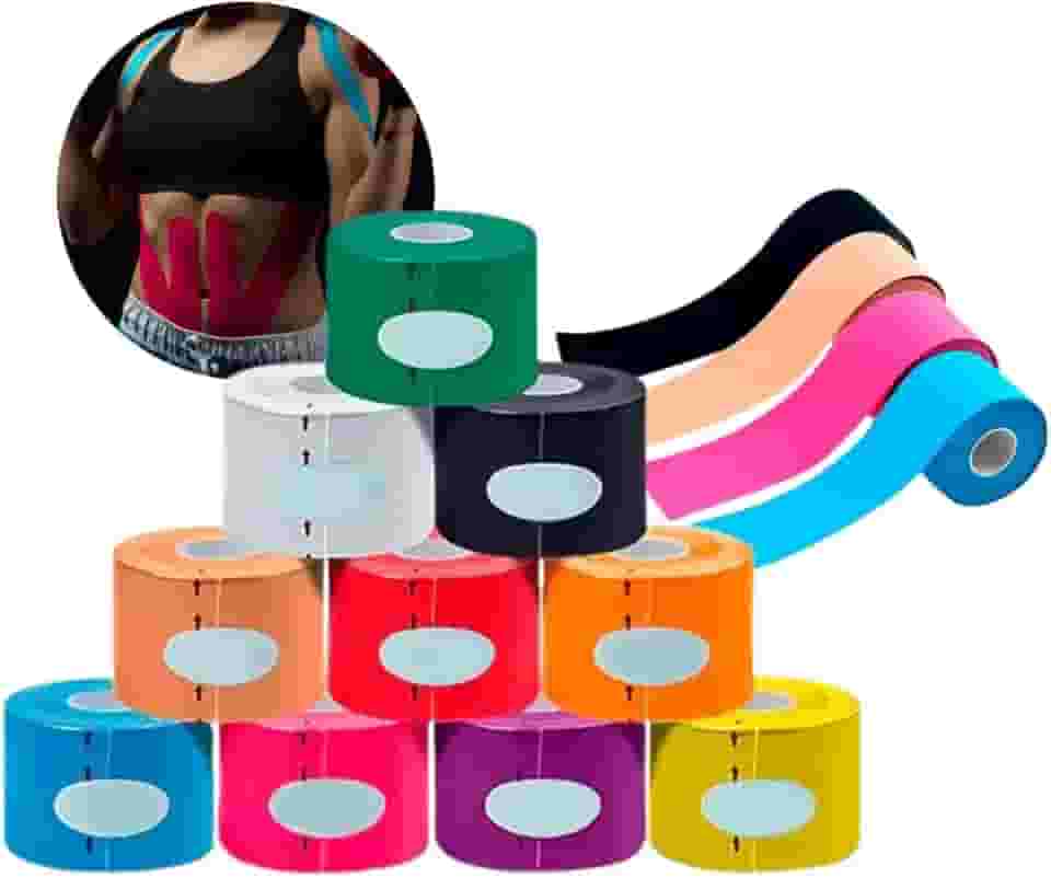 Combo 5 Fitas Bandagem Elástica Fisioterapia Kinesio 5 metros - Para Recuperação Muscular e Suporte Articular