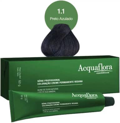 Acquaflora 1.1 Preto Azulado Coloracao Creme Permanente Vegana 60g