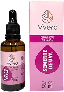 Óleo De Uva 50ml Vegetal Prensado a Frio,100% Puro e Vegano Alto Poder De Hidratação Para Corpo e Rosto Vverd
