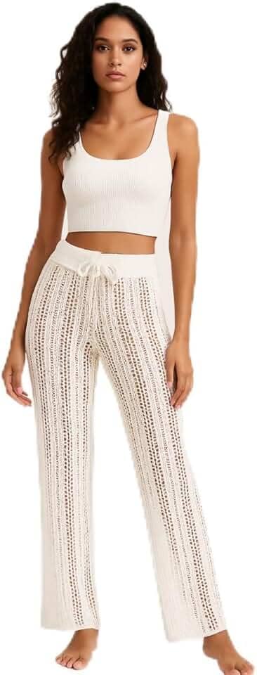 Calça Saida de Praia Feminina Transparente Festa Verão