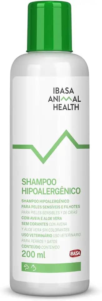 Ibasa Shampoo Hipoalergênico Peles Sensíveis com Aveia e Aloe Vera para Cães e Gatos 200ml