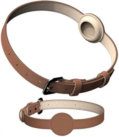 Coleira Para Rastreador AirTag Gps Cachorro Cães Cão Pet Personalizada Com Nome E Telefone Identificação (Marrom, M)