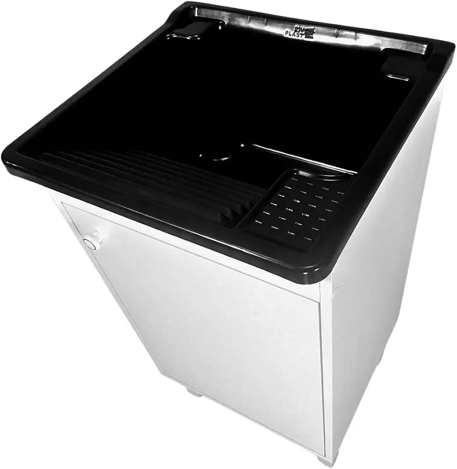 Tanque 26L Com Gabinete 46cm 1 Porta + Sifão Entregue Montado Cor: Tanque Preto