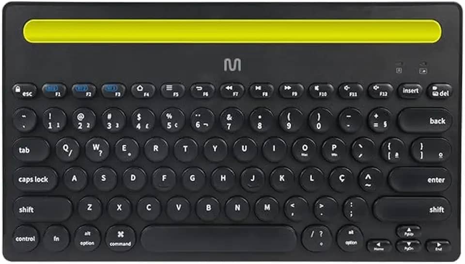 Teclado sem Fio Multi Bluetooth com 3 Pareamentos Simultâneos, 14 Teclas Multimídia e Slot para Dispositivos até 25cm – Preto TC284