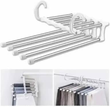 Cabide para Calças Organizador Múltiplo Inox 5 espaços