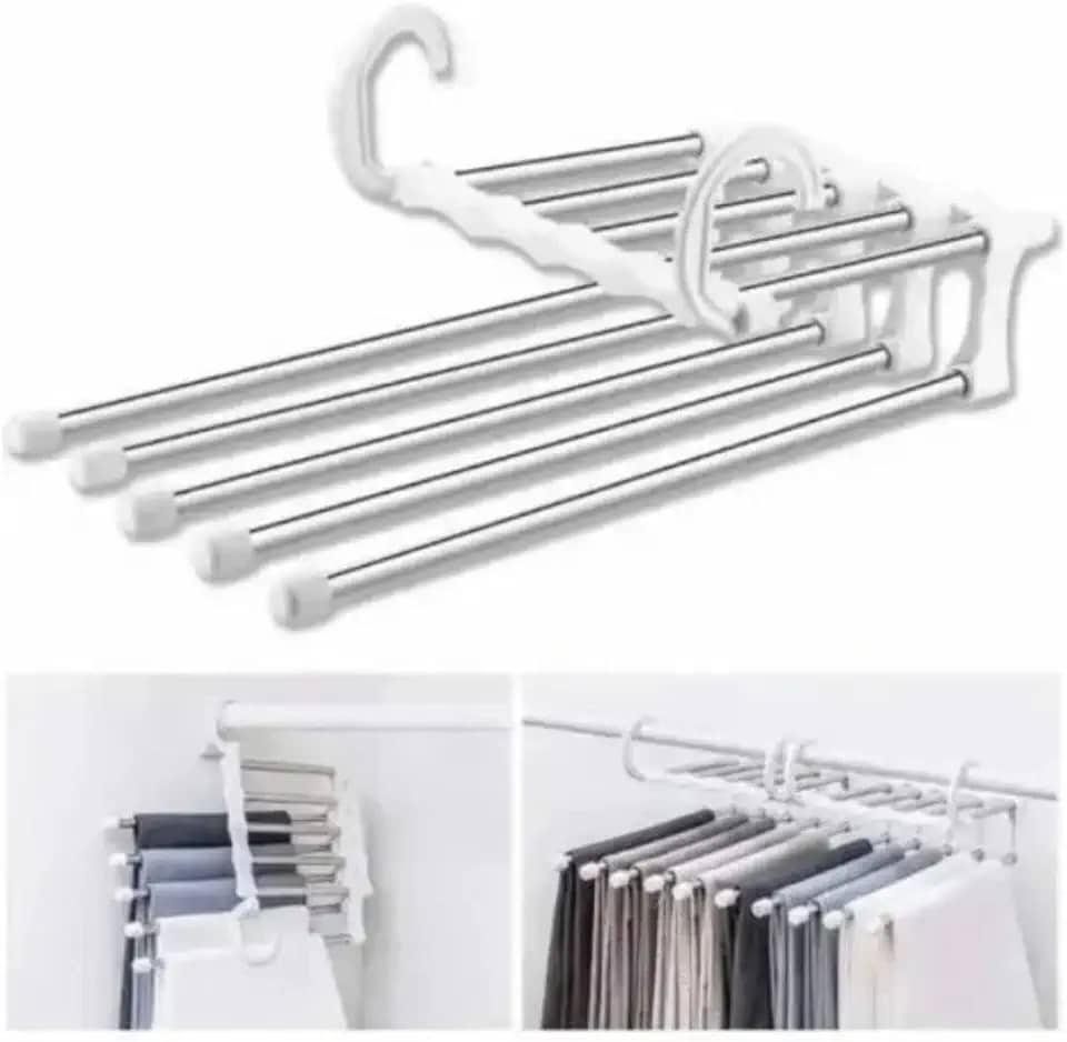 Cabide para Calças Organizador Múltiplo Inox 5 espaços