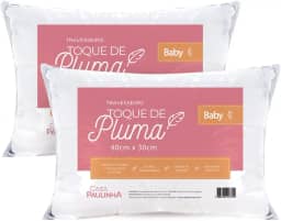 Kit 02 Travesseiros Bebê Toque de Pluma 100% Algodão 200 Fios 40x30cm Lavável em Máquina