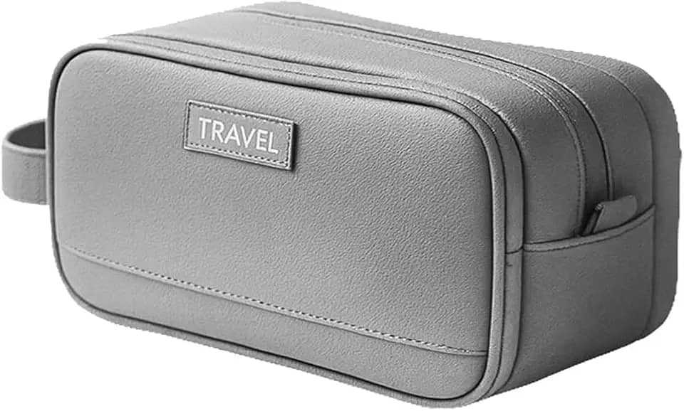 Necessaire Organizadora Unissex Impermeável Bolsa de Viagem Multiuso com Divisórias para Higiene Pessoal, Cosméticos e Acessórios e Versátil Uso Diário Executiva (Cinza)