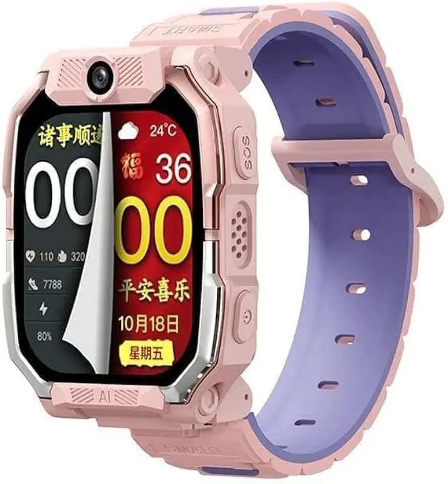 Smartwatch HW infantil, GPS Com rastreador de Localização,Cartão SIM, Câmera, Para Meninos e Meninas, Multifuncional, Resistente à Água, Moderno (ROSA)