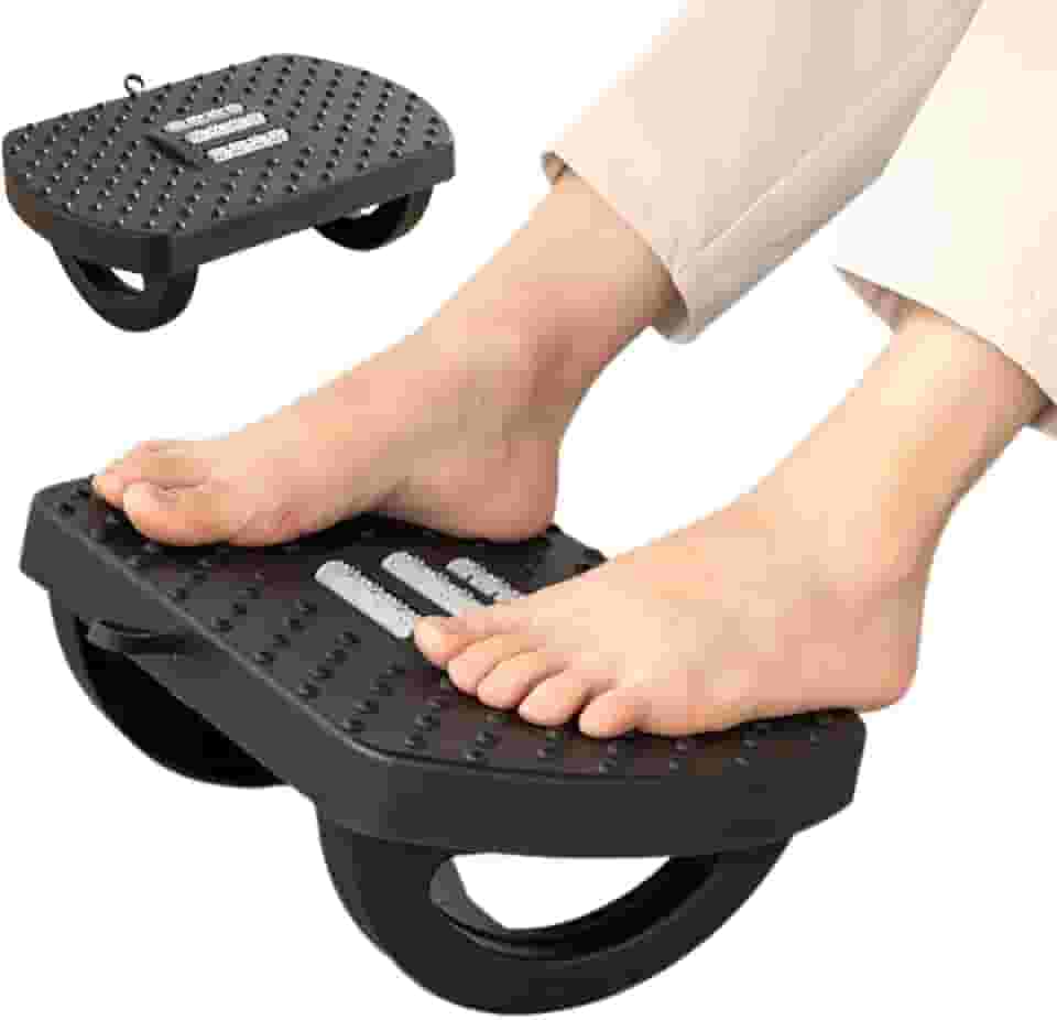 Apoio para Pés Embaixo Da Mesa Com Rodas De Massagem Rotação de 180 Graus Apoio Ergonômico para os Pés Preto Descanso Para Os Pés De Escritório Ergonômico Massageador