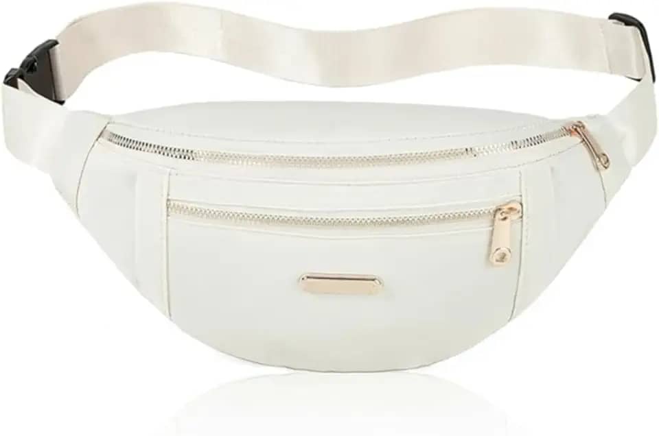 Pochete para mulheres, bolsa de cintura moderna com alça ajustável para viagens, esportes, corrida, ciclismo., Bege