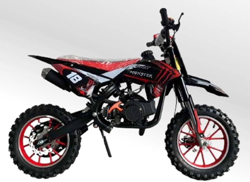 Mini Moto Cross Trilha 49cc Monster Vermelha Gasolina com Óleo 2 Tempos