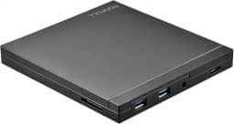 ROOFULL Unidade externa de CD/DVD com slot para cartão SD e portas USB 3.0, leitor de DVD USB-C gravador de CD ROM/RW, leitor de disco óptico para laptop Windows 11, Mac MacBook, computador Linux