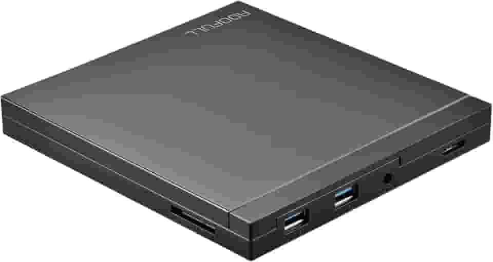 ROOFULL Unidade externa de CD/DVD com slot para cartão SD e portas USB 3.0, leitor de DVD USB-C gravador de CD ROM/RW, leitor de disco óptico para laptop Windows 11, Mac MacBook, computador Linux