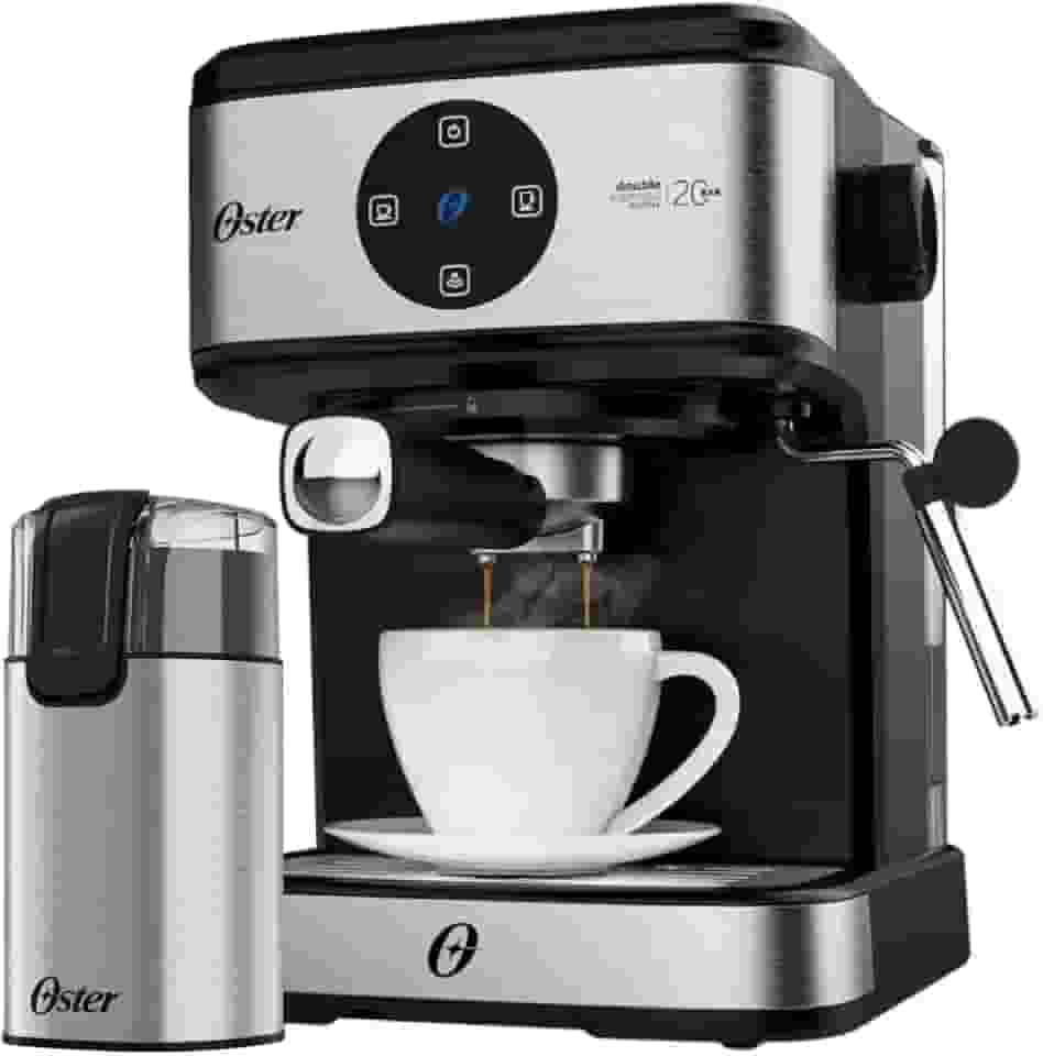 Oster Kit Espresso Oster - Cafeteira Double e Moedor de Café Elétrico Inox - 127V