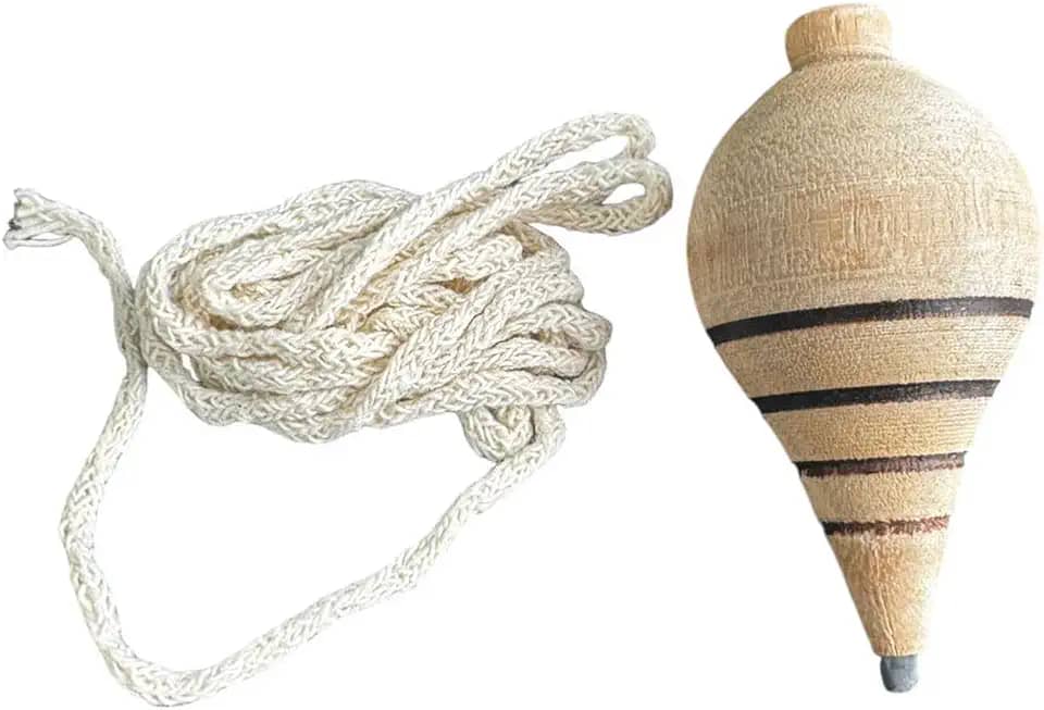 1 Brinquedo Pião de Madeira com Ponteira + Barbante