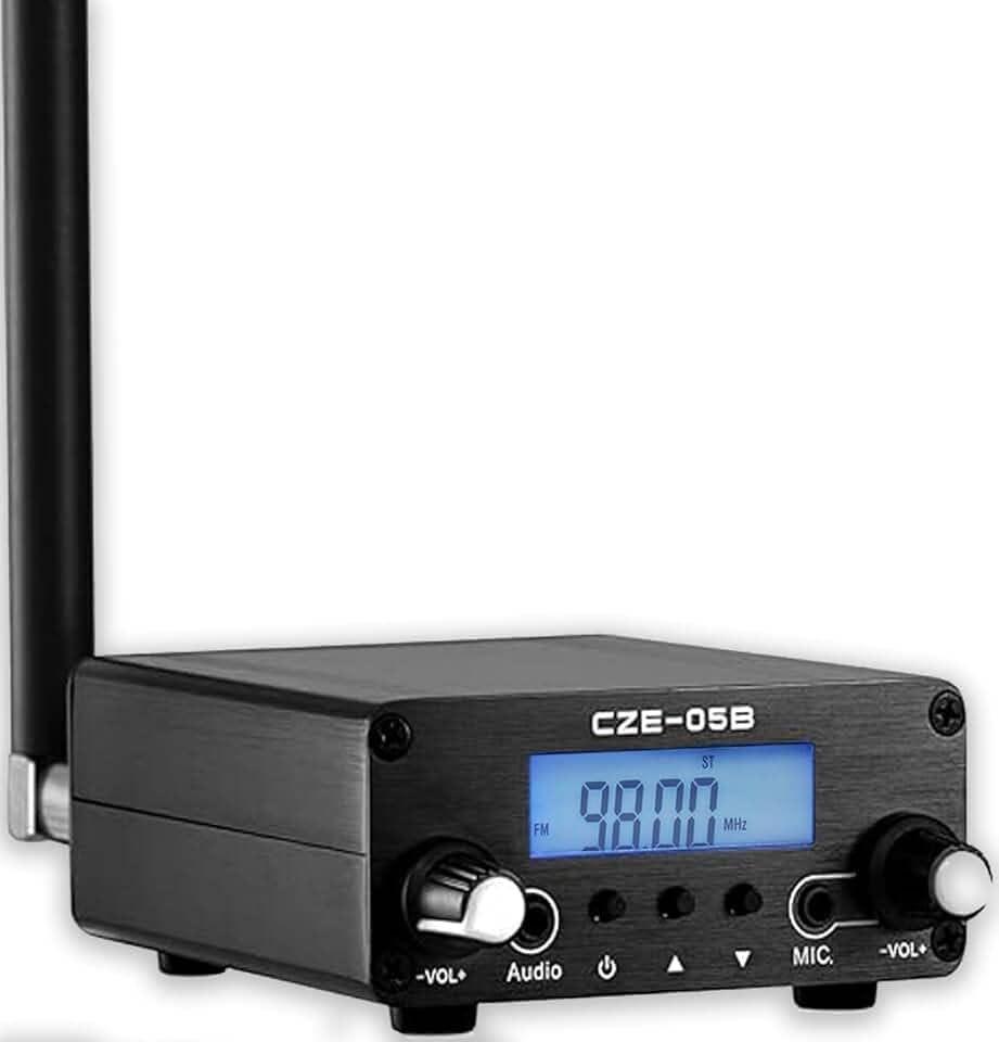 YOVDA Transmissor Fm De 0,5 W Para Igreja, Transmissor De Rádio Fm De Longo Alcance, Mini Estação De Rádio Estéreo Com Entrada De Áudio Para Microfone De 3,5 Mm Para Cinema Drive-In, Estacionamento