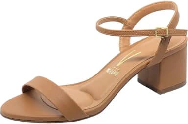 Sandália Feminina Salto Bloco Pelica Camel Vizzano 6291.900