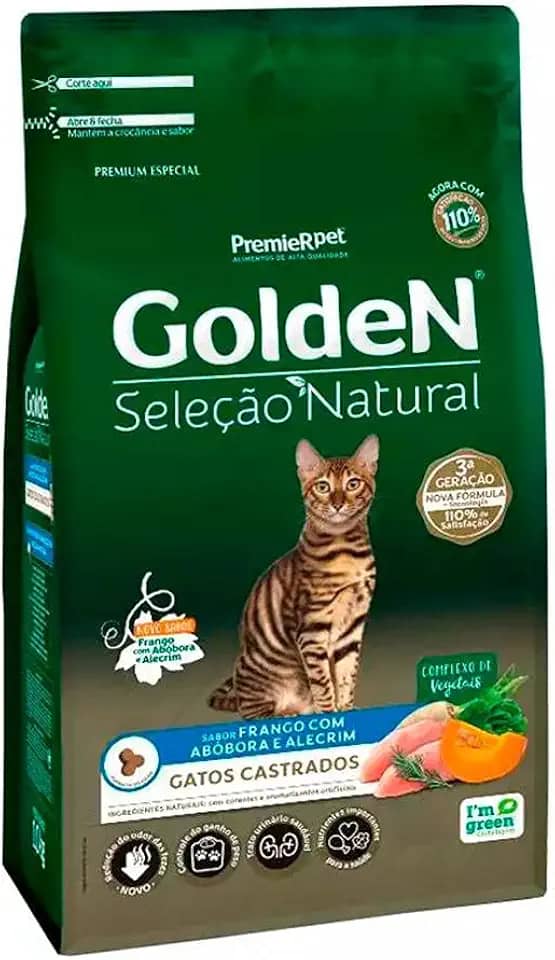 Ração Golden Para Gato Adulto Castrado Seleção Natural Abóbora 3kg