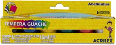 Tempera Guache 6 Cores 15ml, Acrilex, 020060000, Multicor