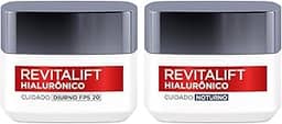Kit Creme Facial Anti-idade L'Oréal Paris Revitalift Hialurônico Noturno + Diurno FPS 20, 49g