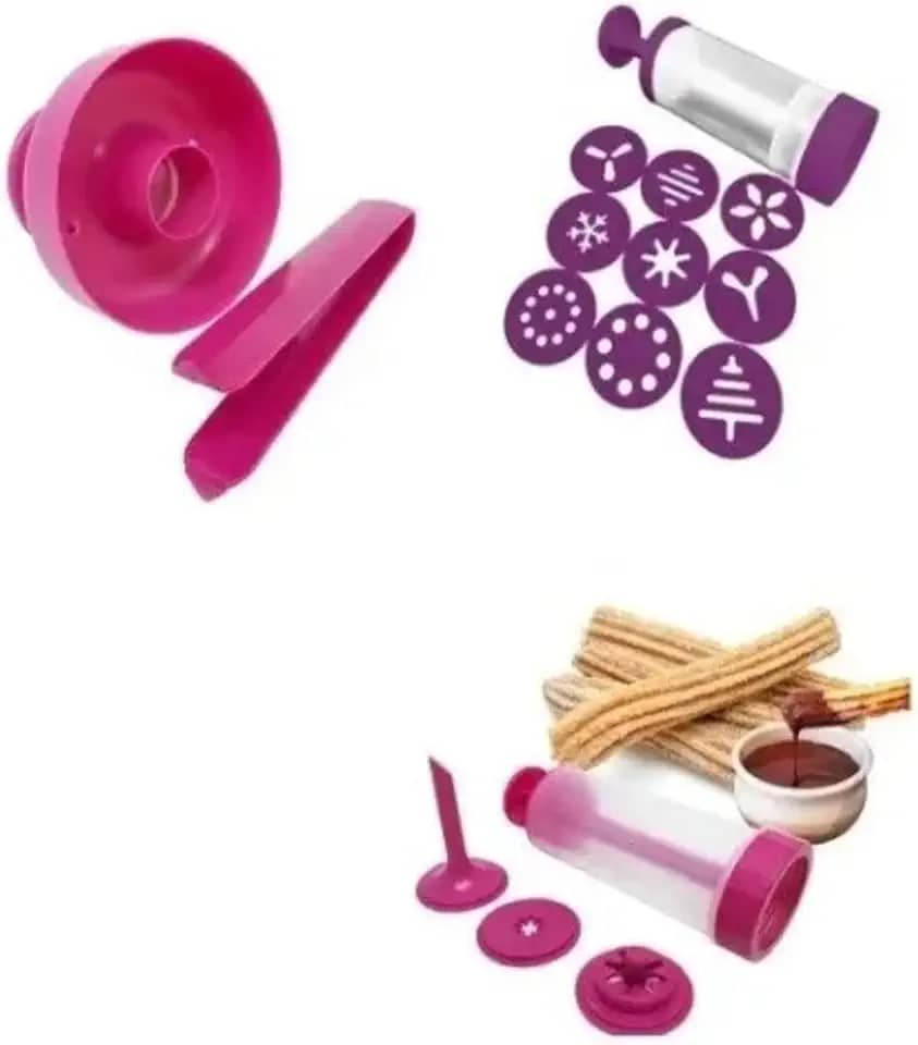 Kit 3 Peças - Maquina De Churros + De Biscoito + Faz Donuts (Plástico)