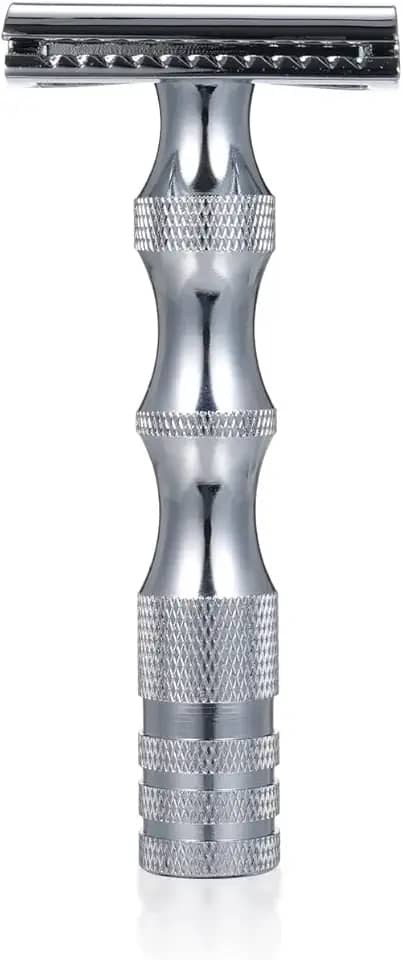 Aparelho de Barbear Manual Vintage para Homem - Design Lâmina Afiada Grip Confortável Metal Duradoura Versátil Prático Compacto Portátil Uso em Viagens e Casa