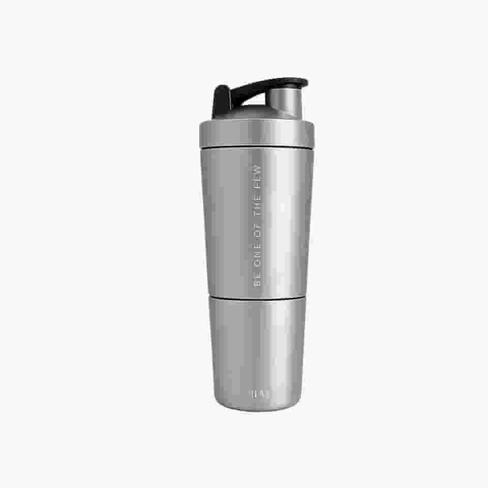 Coqueteleira Aço Inox 750ml com Compartimento Inferior ELLYM NUTRITION Misturador Ideal Shakes (Prata)