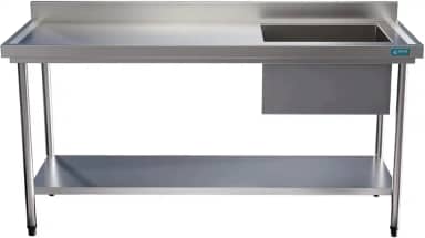 Mesa Pia Aço Inox Uma Cuba Direita e Prateleira 150x60x85 Aço Rio
