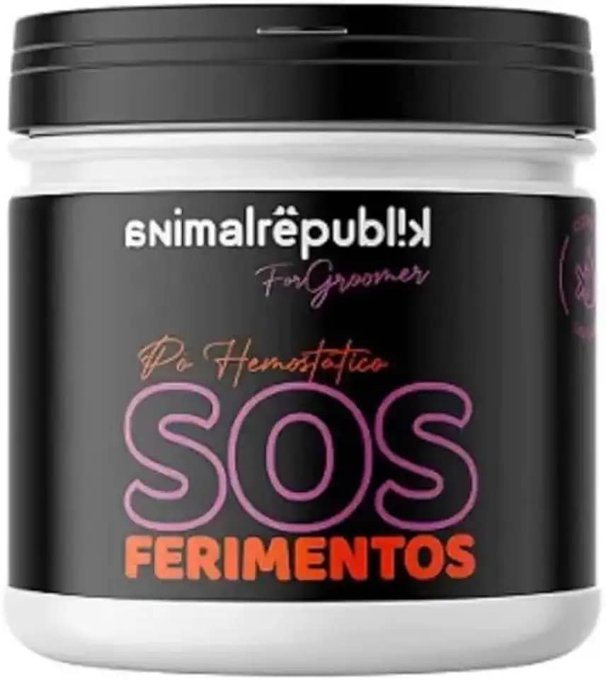 Animal Republik Pó Hemostático Estanca Sangue SOS Ferimentos, 25g, Coagulante para Corte de Unhas em Cães e Gatos