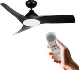 Ventilador de Teto Eos Turbo Vento 3 Pás com Controle Remoto 112cm 150w Preto Evx110p Bivolt