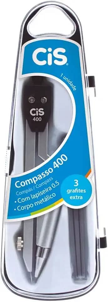 Compasso Escolar Metalico 400 c/Lapiseira Grafite 0,5mm CIS - Estojo com 1 unidade