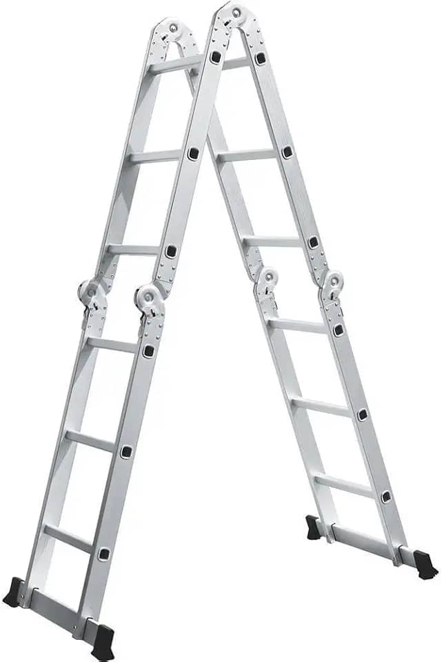 Escada de Alumínio Multifuncional 3x4 12 Degraus Prata