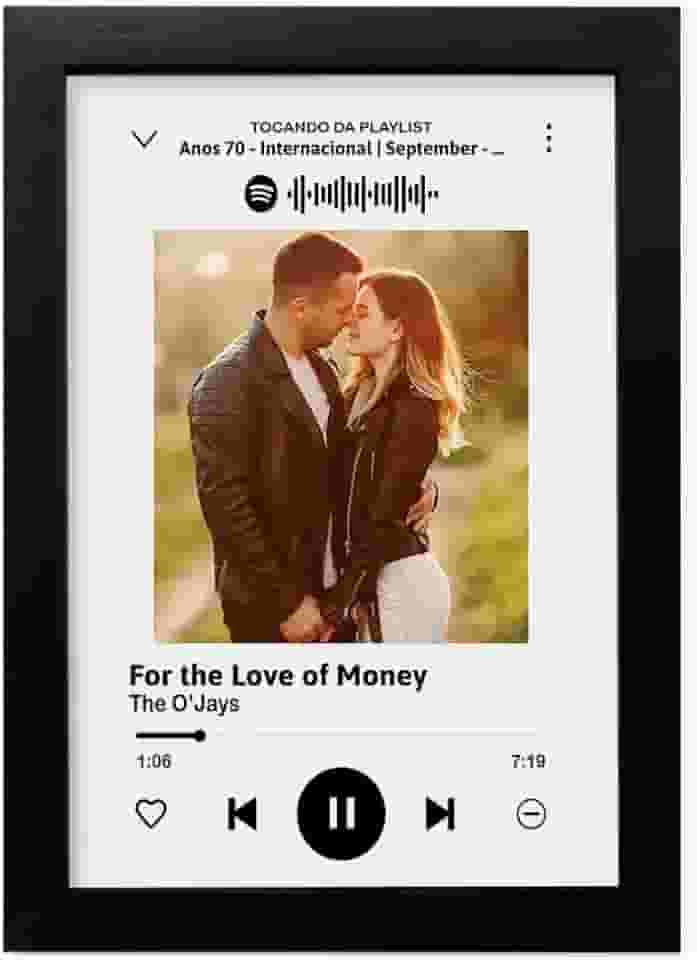 Quadro Decoração Presente Namorados Foto e Música do Casal