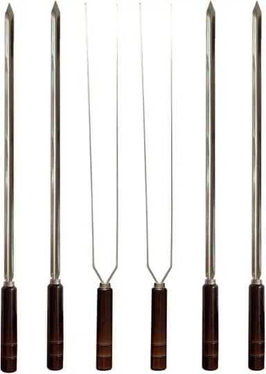 Kit 6 Espetos Artesanais Inox P/Churrasco