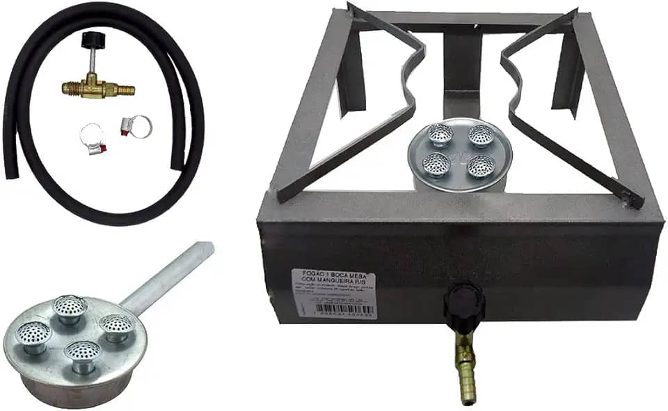 Fogão Alta Pressão Portátil 1 Boca Gás para Camping Caminhão Viagens Portátil com mangueira Semi industrial