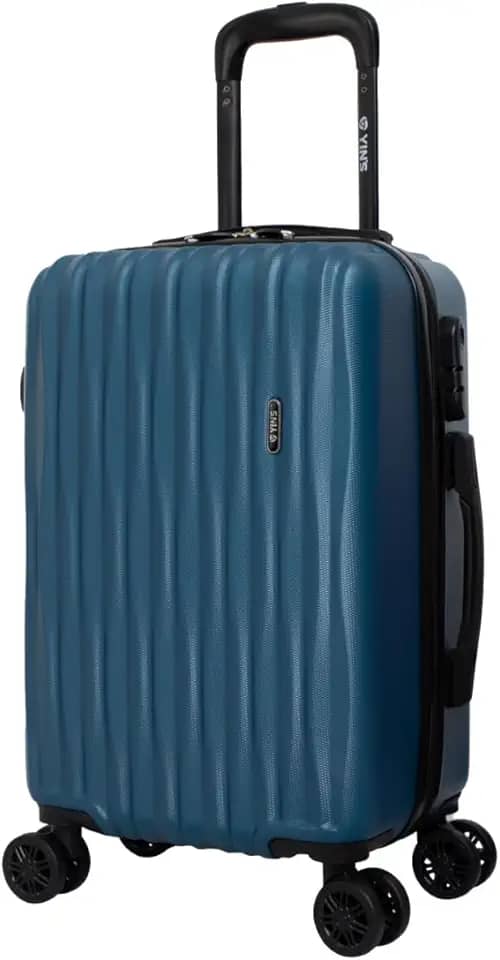 Yin's Mala Média 23 Kg Expansível, com Rodas Removíveis 360° Silenciosas, Segura por Cadeado Fixo Integrado, Rígida, em ABS Resistente e Leve, Bagagem para Viagem - Azul