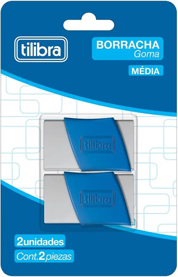 Tilibra - Borracha com Capa Plástica, Académie Média, Branca, 2 Unidades