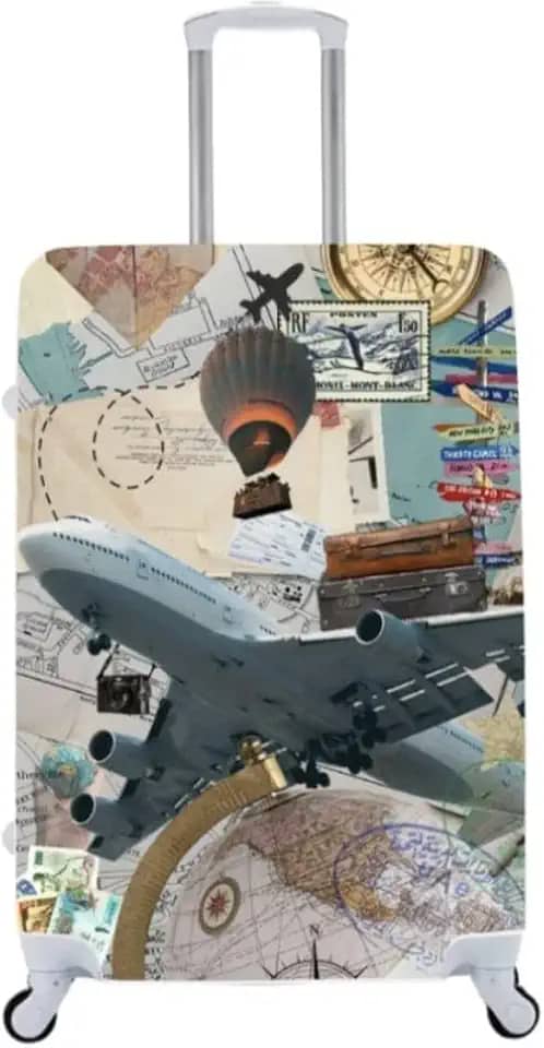 Capa de Mala Personalizada Mapas Mundi Estilo e Proteção Para Suas Viagens Bagagem (P - M - G) (6, P- Até 55 Cms)