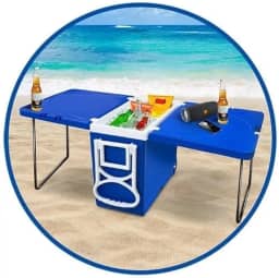 Cooler Caixa Térmica 32L 3 em 1 Mesa e Rodinhas para Praia fácil transporte - 32 Litros Azul
