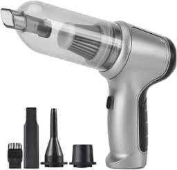 Aspirador de Pó Sem Fio Portátil 4 em 1 – Multifuncional, Leve, Potente e Recarregável para Casa e Carro (Branco)