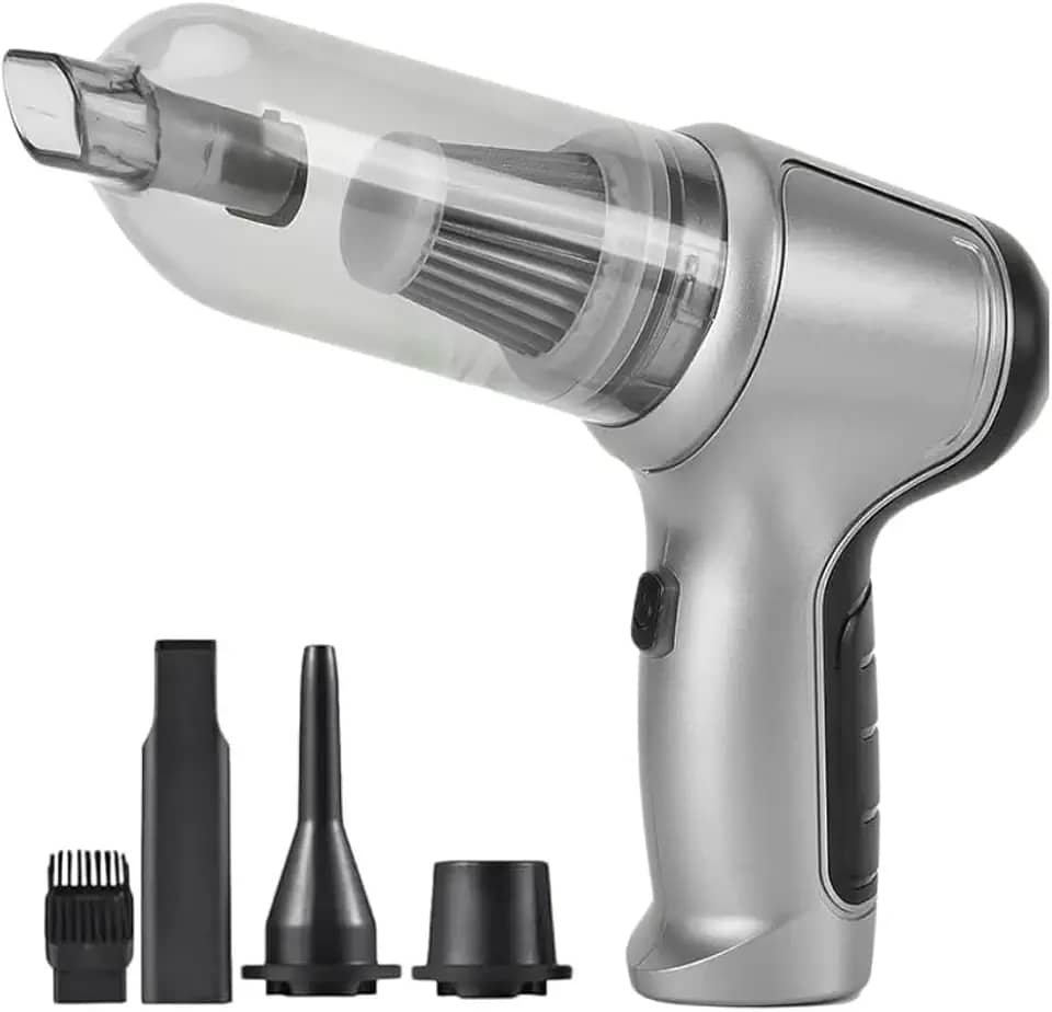 Aspirador de Pó Sem Fio Portátil 4 em 1 – Multifuncional, Leve, Potente e Recarregável para Casa e Carro (Branco)