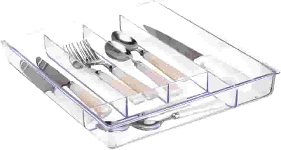Porta Talheres Garfos Facas Colheres Organizador de Gavetas Acrilico Cozinha - LOBOY (Sem Tampa)