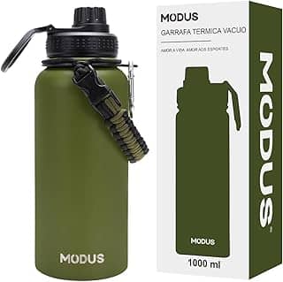 Garrafa Térmica De Aço Inoxidável 18/8 Isolado de água Esportiva Com Alça Paracord 1000ML (Verde)